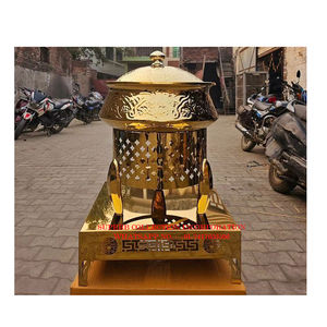 ที่อุ่นอาหารจานร้อนทำจากทองเหลืองสไตล์โบราณบุฟเฟต์สีทองพร้อมขาตั้งสำหรับจัดเลี้ยงในโรงแรมและร้านอาหาร - Product Image 5