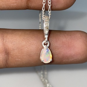 Handmade Alloy Children's Small <b>Opal</b> Vintage Fashion Engagement Silver Plated Multi Fire Faceted Charm <b>Pendant</b> - Product Image 1