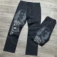 Taille haute Slim Fit Gland Cheville-longueur Micro-évasé Pantalon Nouveau À La Mode Jeans Hommes Industrie Lourde Imprimé Strass Sublimé