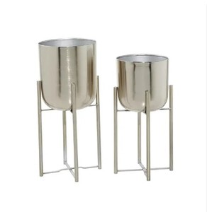 Paniers et jardinières de fleurs dorées décoratives Jardinière en métal avec support pour la décoration de la maison et du jardin Jardinière de sol en 3 tailles - Product Image 5