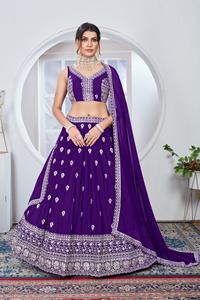 Diseñador más vendido Georgette Lehenga Choli con Secuencia de bordado pesado Trabajo nupcial Lehenga Choli - Product Image 3