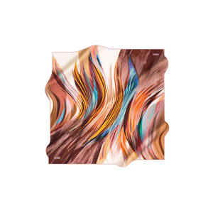 Écharpe longue vintage en twill de soie marron avec motif léopard et à pois - Product Image 1
