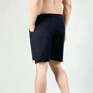 Custom Men's Sports Basketball Gym Shorts Double-<b>Layer</b> Side Pockets Slim Fitting Elastic Waist Band Nylon Solid OEM Service - Product Image 2