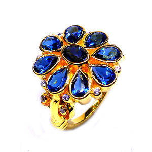 Classique à la mode femmes 925 argent Sterling plaqué or canal réglage amoureux forme bague Londres bleu topaze pierre précieuse fiançailles - Product Image 6