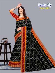 Saris imprimés en coton papillon de créateur, vente en gros de vêtements indiens et pakistanais pour les détaillants - Product Image 2