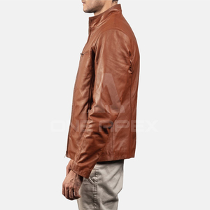 2025 veste d'hiver pour hommes personnalisée de haute qualité 100% en cuir véritable fabriqué en couleur marron vestes en cuir pour hommes - Product Image 3