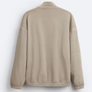 Sudadera básica personalizada 100% de algodón para hombre, color sólido, con cremallera de cuarto, patrón de letras bordadas, ajuste regular para todas las estaciones - Product Image 6