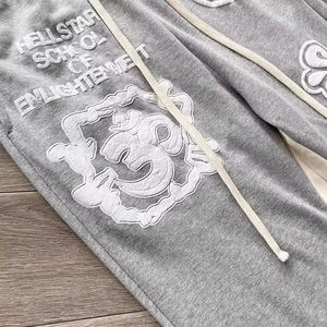 กางเกงขาบานสำหรับผู้ชายกางเกงขาบานผ้าฝ้าย Sweatpants-100 % ขายาวลำลองงาน OEM ตามสั่ง Y2K - Product Image 3