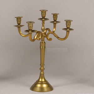 Candelabros de 5 brazos de aluminio con acabado dorado personalizado, centro de mesa de boda de diseño Simple, otros candelabros, tarros de velas - Product Image 6