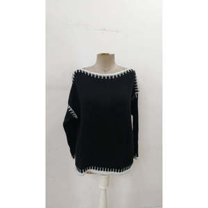 Blusa de Punto de Manga Larga con Cuello Barco para Mujer de Jane, Suéter Holgado de Color Sólido para Uso Diario Informal - Product Image 2