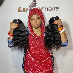 Extensiones de cabello humano indio Virgen sin procesar de grado Remy alineado con cutícula recta ondulada para mujeres proceso de tejido de ondas de agua profunda ninguno - Product Image 1
