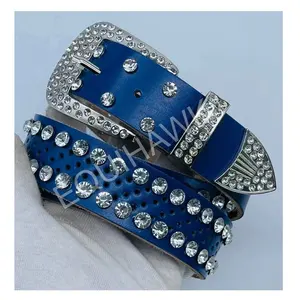 Ceinture intelligente Western en cuir et crocodile avec boucles en cristal Bling Bling Fleurs pour vêtements Bottes de cheval ou licou - Product Image 1