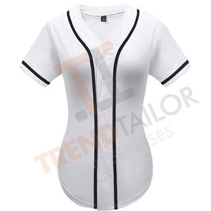 T-shirt de baseball pour femme de haute qualité, boutonné, uni, style hip-hop, haut de sport pour softball - Product Image 5