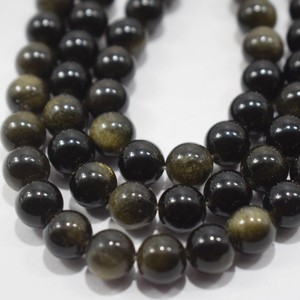 ลูกปัดกลมออบซิเดียนสีทองธรรมชาติเกรด AAA 8มม. อัญมณีหลวมสำหรับทำเครื่องประดับ - Product Image 1