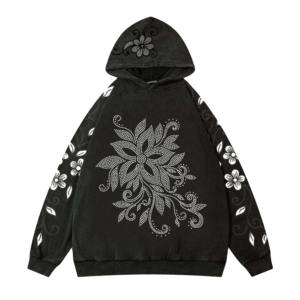 Custom Rhinestone Unisex Fleece Pullover <b>Hoodie</b> Sparkling Crystal Design 100% Cotton Eco-Friendly Winter Streetwear Bulk - Product Image 1