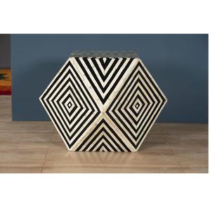 Table basse en incrustation d'os noir et blanc de qualité supérieure, fabriquée à la main par des artisans expérimentés pour les espaces de vie sophistiqués, au prix de gros - Product Image 1