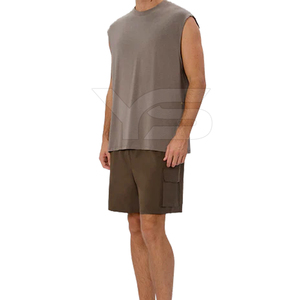 Casual <b>Cargo</b> <b>Shorts</b> for Men <b>Elastic</b> <b>Waist</b> Closure 100% Cotton Mid <b>Waist</b> Plus Size Breathable Solid Pattern Hot <b>Shorts</b> Knee - Product Image 4