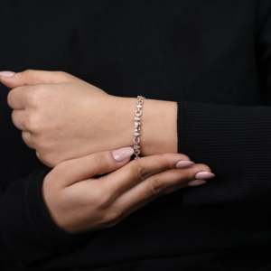 Classic Lab Grown Diamond Circle Link <b>Bracelet</b>-1.35 Carat Sterling Silver/Platinum/<b>Gold</b> Options VS Clarity Yellow/White/<b>Rose</b> - Product Image 3