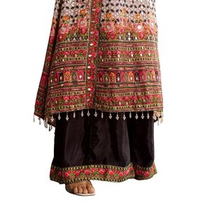 Multicolore Tabby seta stampata Kurta Palazzo vestito con Dupatta all'ingrosso donna abbigliamento etnico OEM fabbrica fornitore di massa - Product Image 5