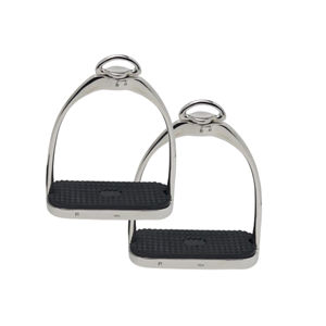 Estribos de Acero Inoxidable de Primera Calidad, Diseño Tradicional con Estribos de Seguridad, Almohadilla de Goma Plateada y Negra para Montar a Caballo - Product Image 2