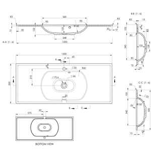 Lavabo console moderne en résine de 120 cm à vasque unique - Product Image 2