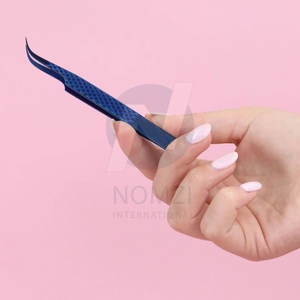 Pinzas de extensión de pestañas de acero inoxidable azul Diamond Grip herramienta de belleza de Punta puntiaguda de alta calidad fibra de etiqueta privada al por mayor - Product Image 3