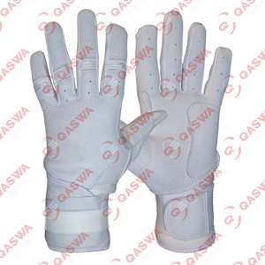 Nuevo estilo, guantes de bateo de softbol ligeros para hombres y mujeres, puño largo, guantes de bateo de béisbol de cuero de vaca de Color blanco - Product Image 1
