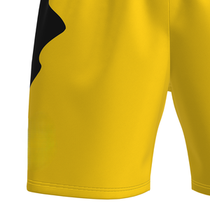 Pantalones Cortos Deportivos de Secado Rápido Personalizados para Hombre, Pantalones Cortos Deportivos Amarillos con Diseño Lateral Negro, Estampado de Número, Características Transpirables - Product Image 3