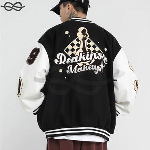 OEM Embroidery Patches Jaket Custom Logo Letterman <b>Jacket</b> Baseball Lather Streetwear Coat <b>Varsity</b> Bomber <b>Jacket</b> for Men - Product Image 4