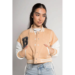 Meilleure qualité veste universitaire pour femmes à manches longues tenue décontracté hiver respirant laine coupe-vent bouton broderie Logo lettre - Product Image 4