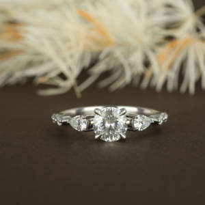 Anillo de diamante de moissanita de corte redondo de oro sólido de 14 quilates, diseño clásico de moda, joyería fina para compromiso, bodas, fiestas de aniversario - Product Image 5