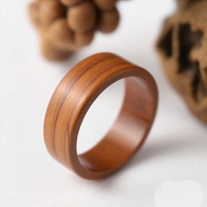 Bague en bois d'acacia faite à la main de haute qualité bijoux rustiques légers durables pour les mariages et les cadeaux pour les Couples - Product Image 1