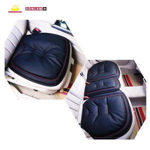 Coussins de siège de voiture universels en cuir Coussin de siège de conducteur de voiture souple et imperméable de luxe Rangée avant et arrière Noir de couleur rouge - Product Image 1