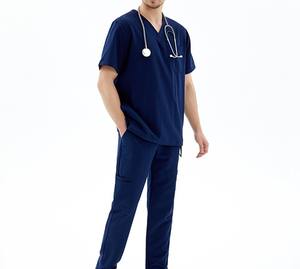 ชุดเครื่องแบบขัดผิวสำหรับผู้ชายชุดสครับแขนสั้นคอตั้งสำหรับใช้ในโรงพยาบาล - Product Image 1