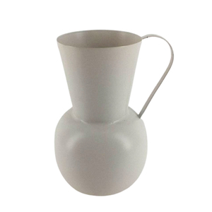 Home Decorative Iron Flower Vase With Handle <b>Matt</b> Pearl Color Flower Pot For Living Room <b>Table</b> top Decor Handmade - Product Image 1