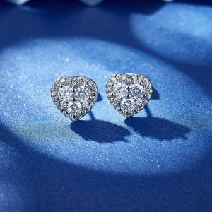 ต่างหูสตั๊ดเพชรสุดหรูสำหรับสตรี925เงินสเตอร์ลิง14K ชุบทองคำขาว18K ของขวัญแต่งงาน - Product Image 3