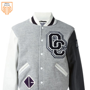 Venta al por mayor personalizado diseñador logotipo Stand Collar frontal Unisex Casual béisbol Letterman algodón Fleece Varsity chaquetas - Product Image 4