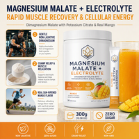 Poudre d'hydratation au complexe d'électrolytes de magnésium malate et de potassium pour la fonction musculaire adulte, certifiée USDA, GMP, Casher, Végétalienne, Échantillonnage rapide