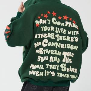 Sudadera con capucha de alta calidad Unisex personalizada de fabricante con espuma 3D para estampado de hojaldre sudadera con hombros caídos de patrón sólido - Product Image 3