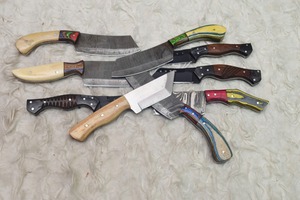 MINI CLEAVER LOTE DE 9 CUCHILLO DE CAZA DE ACERO DE DAMASCO HECHO A MANO Y CUCHILLO DESLIZANTE. - Product Image 5