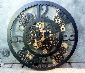 Reloj de pared de engranaje móvil Industrial envejecido de bronce romano para Relojes de pared modernos de oficina de la India - Product Image 1
