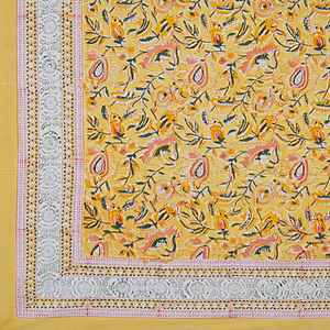 Bloc à main floral imprimé 100% coton nappe carrée couverture de table imprimée pour les mariages technique à la main approvisionnement en vrac - Product Image 2