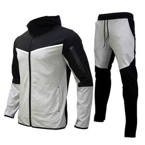 Conjunto de chándal y Sudadera con capucha en blanco apilado de gran tamaño con patrón sólido, chándal informal, trajes para correr para invierno - Product Image 5