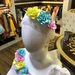 Vestido de satén floral múltiple para niñas Ropa de fiesta con tamaño personalizado y decoración de flores Vestidos elegantes - Product Image 2