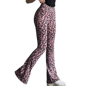 Pantalones de yoga acampanados de cintura alta para mujer con estampado de leopardo Medias deportivas transpirables para alargar las piernas Ropa de cintura media - Product Image 1