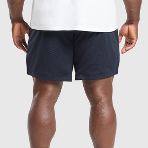 Venta al por mayor de los hombres de alta calidad de gimnasio Fitness Shorts Patrón sólido Cremallera Fly Casual Poliéster Entrenamiento Correr Entrenamiento Bolsillos - Product Image 3