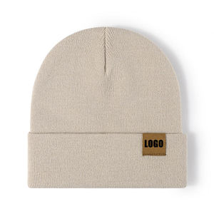 Gorros unisex elegantes de invierno para exteriores informales sólidos de alta calidad con logotipo personalizado Material de poliéster/algodón - Product Image 1