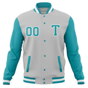 Streetwear rétro Varsity Jacket Couleurs contrastées Bomber surdimensionné Manches en cuir Broderie personnalisée Hip Hop Veste Dropshipping - Product Image 5