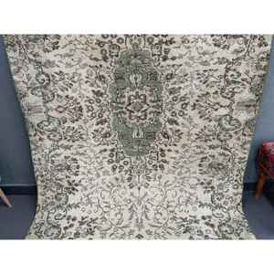 Alfombra Turca Vintage de 4.8x8.1 pies, Alfombra Verde Marrón con Plantas y Árboles - Product Image 2