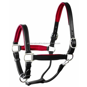 Licou de cheval en cuir, licou Durable, avec coussinet coloré en néoprène souple et cou, matériel en laiton robuste - Product Image 5